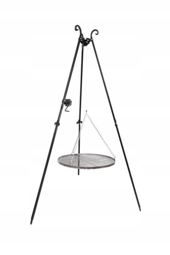 GRILL TRÓJNÓG OGNISKOWY FI60CM NAD OGNISKO WISZĄCY KORBKA NIERDZEWNY